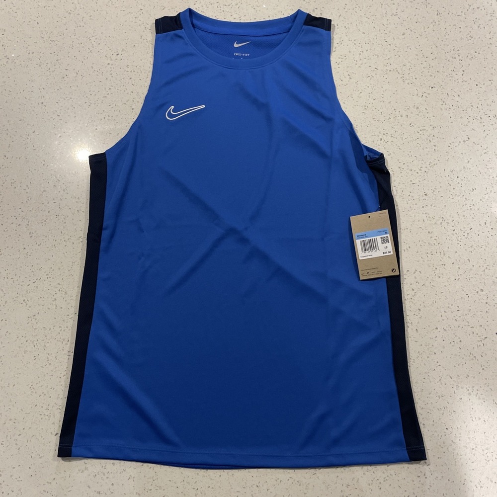 Nike Women's Dri-FIT Academy 23 Top SL Blue White Swoosh DR1332-463 Medium NWT